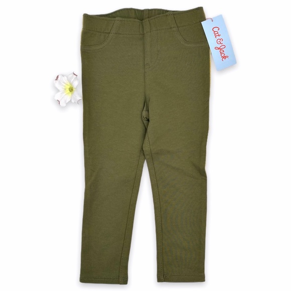 NWT Cat & Jack Army Green Gold Stripe Leggings, 3T - Picture 2 of 10